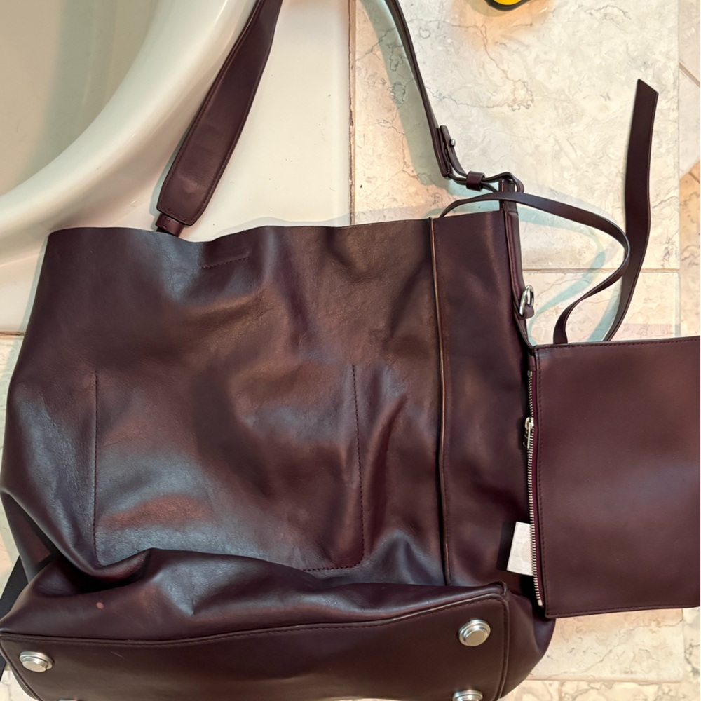 Large plum slouchy bucket handbag